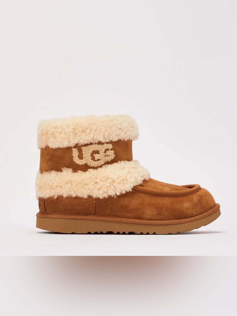 Ugg Girls Ultra Fluff Chestnut Brown with Cream Fluff Boots - 3